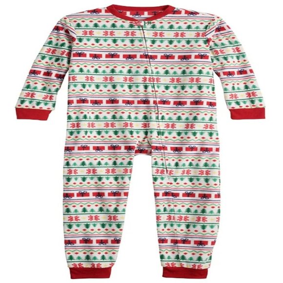 NWT Christmas Holiday Onesy Pajamas Fleece Jammies 5-6 - Picture 5 of 6